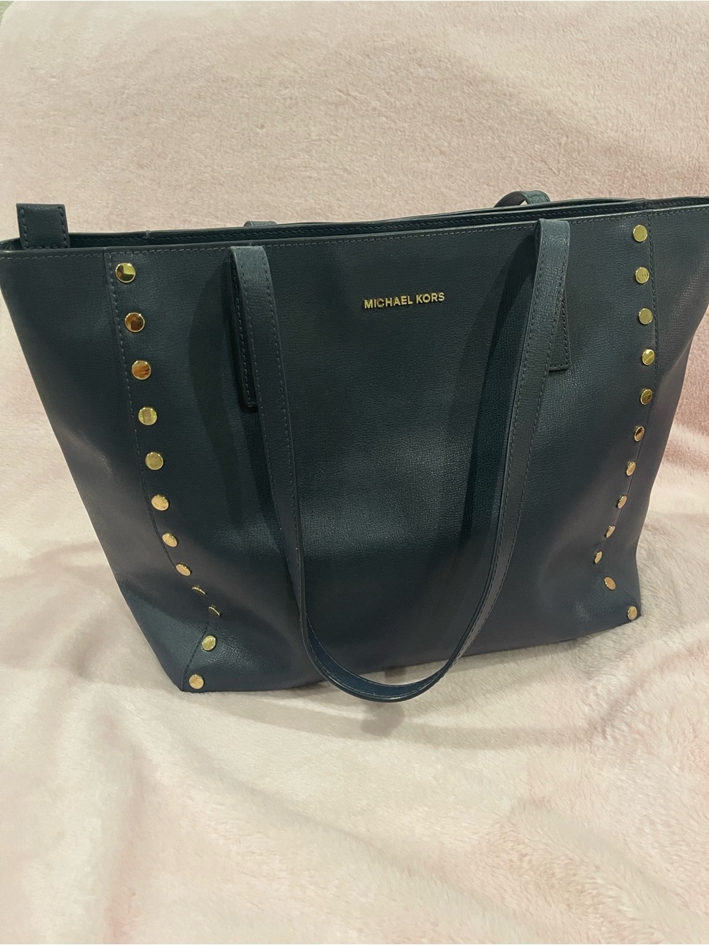 Michael Kors Black Tote with Gold Stud Accents